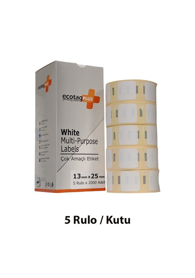 Ecotagplus Dymo Muadili Etiket - 13 Mm X 25 Mm - 5 X 2000 Adet - Eko Paket - 11353 1
