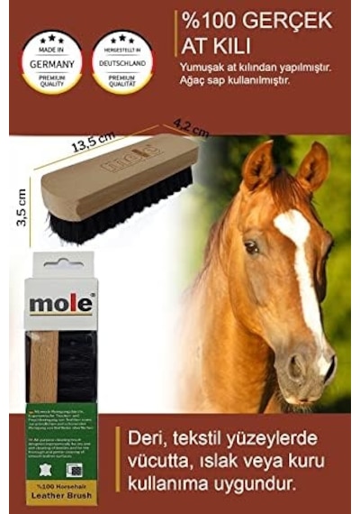 Mole%100 Doğal At Kılı Deri Döşeme Temizleme Fırçası