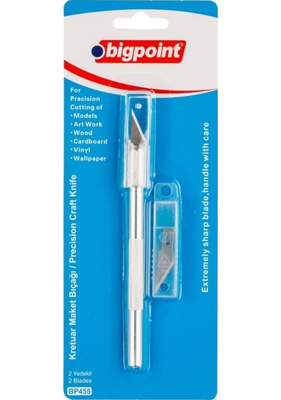 Kretuar Maket Bıçağı, 2 Yedekli, Karbon Bıçak, Güvenli Ve Ergonomik Tasarım Kretuar Maket Bıçağı V