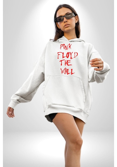 Pink Floyd The Wall Kadın Erkek Beyaz Kapüşonlu Sweatshirt Hoodie Beyaz