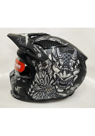 Şeffaf ve Siyah Cam + Mt Streetfighter Sv Hellish B2 Modüler Motosiklet Kaskı