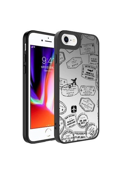 Apple Uyumlu iPhone Se 2022 Kılıf Aynalı Desenli Kamera Korumalı Parlak Zore Mirror Kapak Seyahat