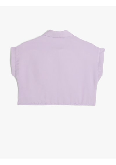 Koton Crop Gömlek Kısa Kollu Cep Detaylı Modal Kumaş Lila 4skg60017aw Lila