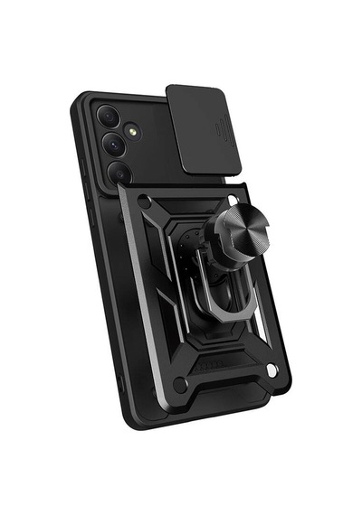Samsung Galaxy A35 İle Uyumlu Kılıf Magnetik Standlı Kamera Korumalı Sürgülü Kapak