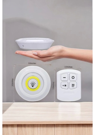 Led Lamba 3'lü Uzaktan Kumandalı Yapışkanlı Beyaz Işık Çok Renkli