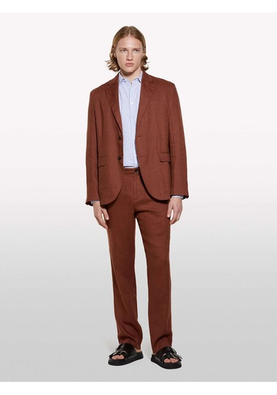 Sisley %100 Keten Astarsız Rahat Kalıp Ceket Erkek Kahverengi Ceket - 325p2aghsw01q