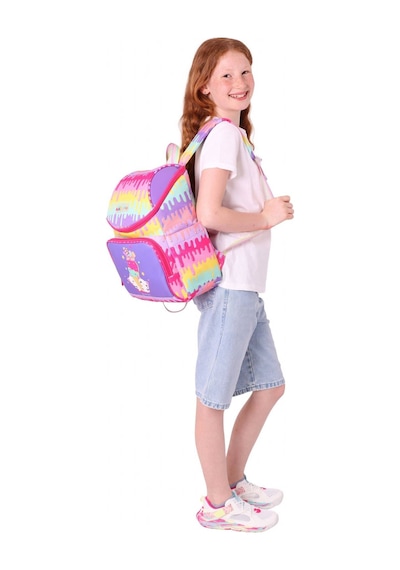 Kaukko İki Bölmeli Ergonomik Kız Çocuk Okul Çantası Sarı Mor - Dondurma Baskılı - L5247 Sarı - Mor