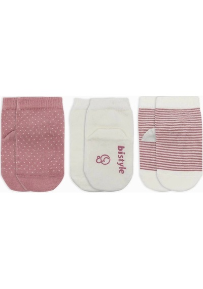 Bistyle Puanlı Kaymaz Penye Soket Çorap 3'lü Bs10108 Pudra Pudra