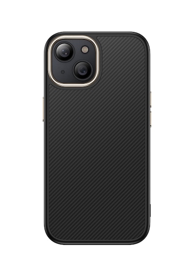 Apple Uyumlu iPhone 15 Kılıf M-safe Şarj Özellikli Karbon Fiber Görünümlü Tchs Antina Kapak - Siyah Siyah