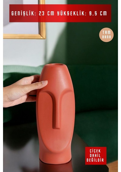 Siyah Dekoratif Vazo Obje Ev Dekorasyon Masa Üstü Dekor Vazo Model 50 Terracotta Terracotta