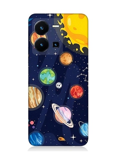 Vivo Y35 Uyumlu Gezegenler Ve Yıldız Haritası Desenli Silikon Kılıf