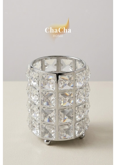 Chacha Home Luxury Cristella Lüks Masaüstü Kalemlik, Kristal Taşlı Makyaj Fırçalık & Dekoratif Organizer , Düzenleyici, Mum Tutucu Gümüş Chacha Home Luxury Cristella Lüks Masaüstü Kalemlik, Kristal Taşlı Makyaj Fırçalık & Dekoratif Organizer , Düzenleyici, Mum Tutucu Gümüş