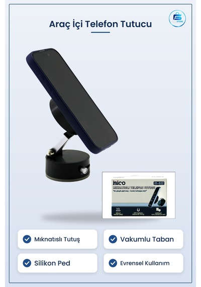 Araç İçi Telefon Tutucu Mıknatıslı Vakumlu Evrensel Neodimyum Sil