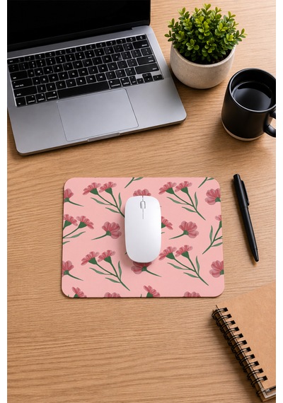 Çiçek Desenli Renkli Ergonomik Mouse Pad Kaymaz Taban Ev Ve Ofis Kullanımı Fare Altlığı Mousepad Pembe