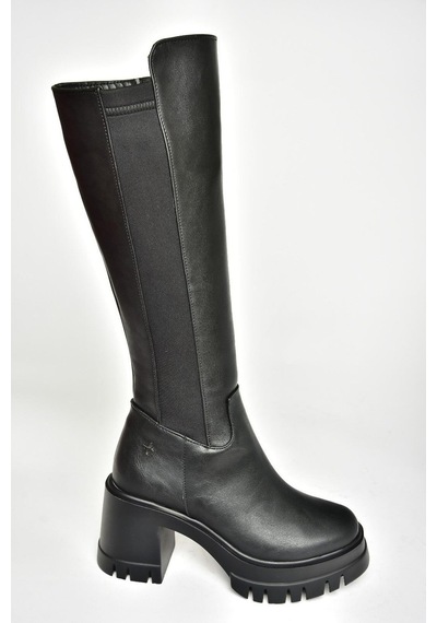 Fox Shoes T973390009 Siyah Kalın Topuklu Kadın Çizme Siyah