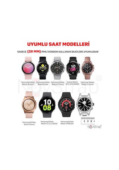 Samsung Galaxy Watch 4 5 Pro 6 Seri 40 42 43 44 45 46 47 Mm Uyumlu Kordon 20mm Çelik Metal