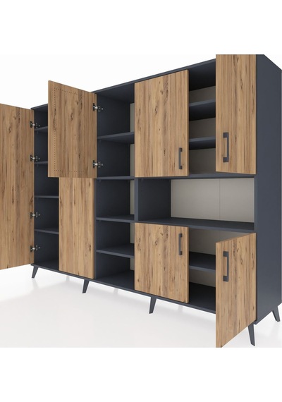 Hyperion Dolap 13 Raflı 7 Kapaklı 220x44x163 Antrasit-çam/antrasit Atlas Çam/antrasıt - Antrasıt Hyperion Dolap 13 Raflı 7 Kapaklı 220x44x163 Antrasit-çam/antrasit Atlas Çam/antrasıt - Antrasıt
