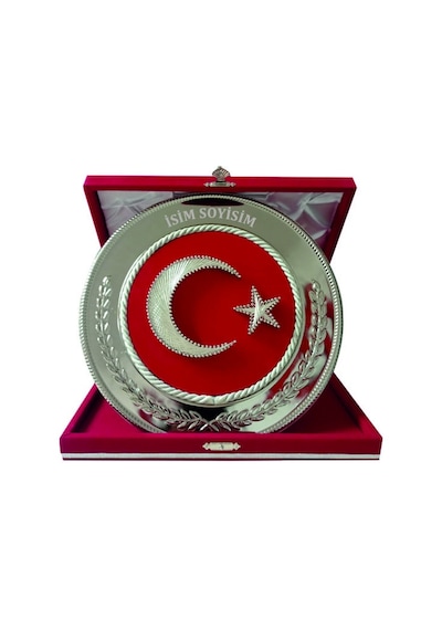 Gümüş Tabak Filografi Türk Bayrağı