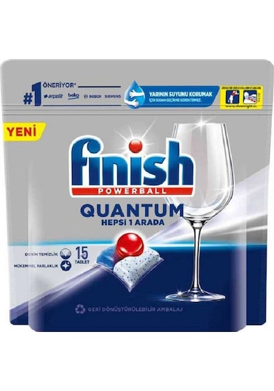 Finish Quantum Hepsi Bir Arada 15 Tablet Bulaşık Makinesi Deterj