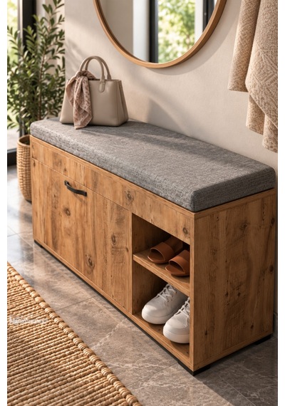 Sulorahome Minderli Ayakkabılık Ve Bench Dolap - Atlantik Çam