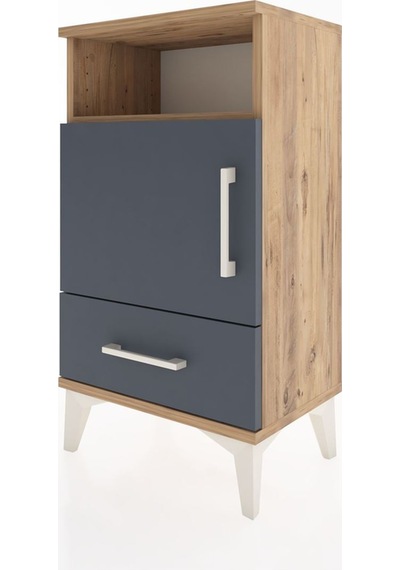 Arges Komodin 3 Raflı Tek Kapaklı 44x30x80 Çam-antrasit Atlas Çam