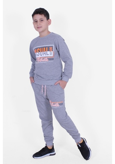 Fyk Kids 2 İplik Baskılı Erkek Çocuk Eşofman Takımı Gri