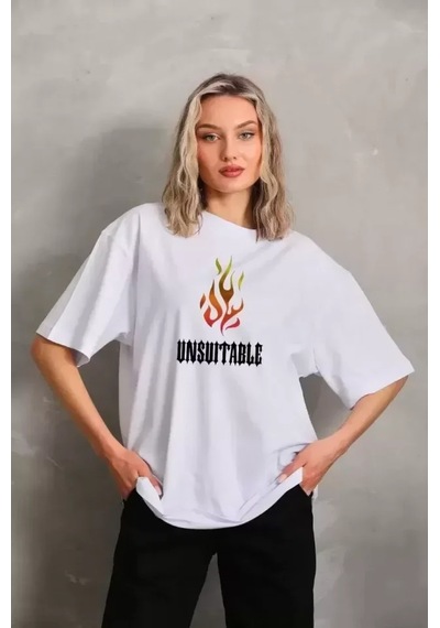 Baskılı Unisex Günlük Stil Beyaz Fine Art Galeri Oversize Tişört