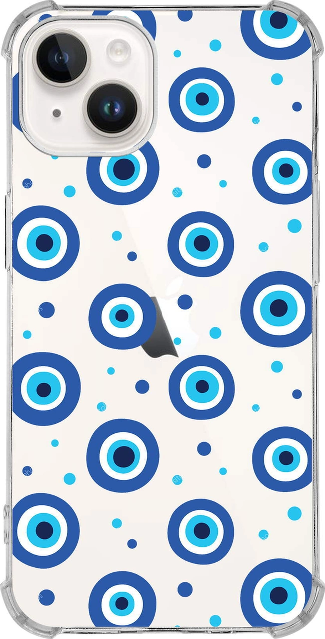 Printify Apple Uyumlu iPhone 14 Devil Eye 1 Baskılı Şeffaf Köşe Korumalı Antişok Kılıf 0166a