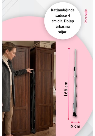 Portalife 4 Basamaklı Konfor Tutacaklı Çelik Şık Merdiven - Beyaz 200 Cm'ye Kadar