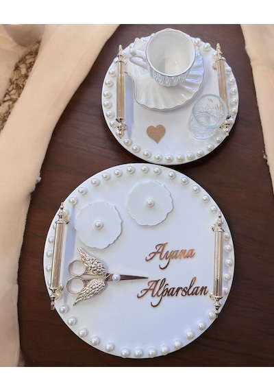 Heavenly Gold İncili Söz Nişan Tepsisi Bronz