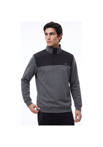 Jeep Antrasit Erkek Dik Relaxed Blok Sweatshirt C4wm-swt4228