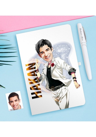 Kişiye Özel Bay Karikatürlü Beyaz Defter Ve Kalem Seti-34