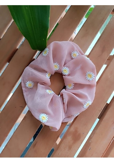 Papatya Figürlü Tül Bağlama Tokası - Pembe