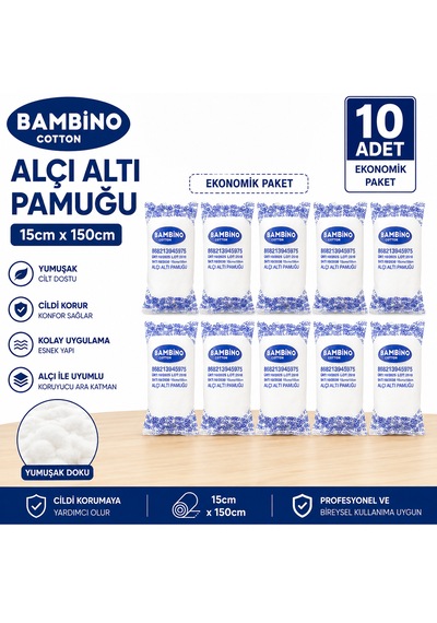 Bambino Alçı Altı Pamuğu 15 Cm 150 Cm 10 Adet