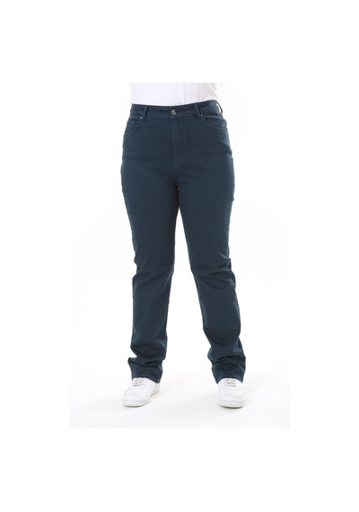 Şans Kadın Büyük Beden Camel Yüksek Bel 5 Cepli Likralı Gabardin Pantolon 65n38117-lacivert Lacivert