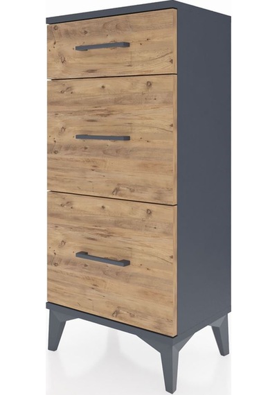 Arges Komodin 3 Çekmeceli 44x30x96 Antrasit-çam Antrasit