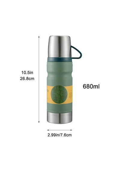 Kapris Çelik 3lü Termos Seti 680 Ml Yeşil Kap-290 Yeşil