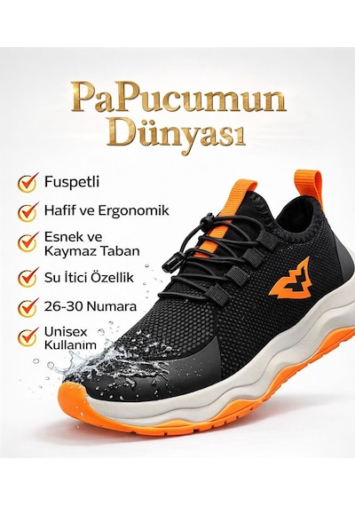Papucumun Dünyası Günlük Çocuk Spor Ayakkabı Su İtici Dalgıç Kumaş Turuncu