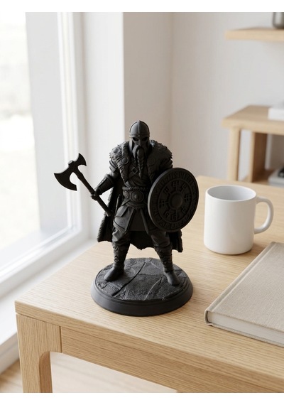 Viking Savaşçı Biblosu 15 Cm İskandinav Mitolojisi Heykel Mat Siyah Karakter Figür Masaüstü Ofis Kitaplık Dekoru Erkek Hediyesi 15cm