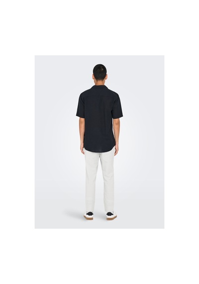 Only & Sons Onscaıden Lıfe Ss Solıd Resort Lınennoos Erkek Black Gömlek - 22025116 Black 1