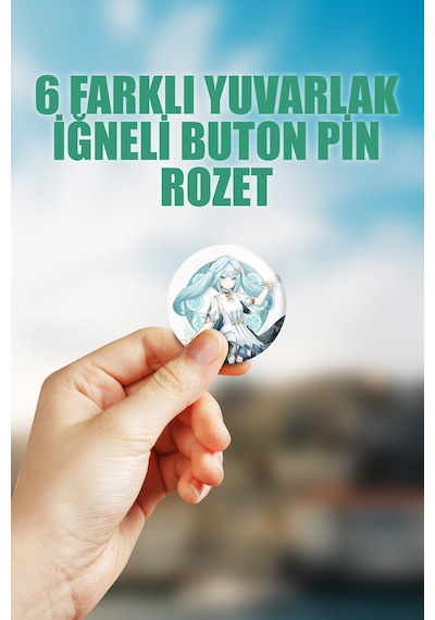 Faruzan Genshin İmpact Çanta Süsü Rozet İğneli Buton Rozet Seti 6 Adet Çok Renkli