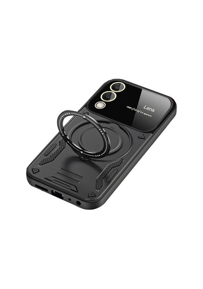 Samsung Galaxy Uyumlu , S25 Edge Kılıf Joy Lens Standlı Kapak - Siyah