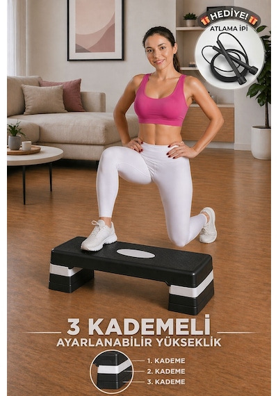 Spor Byfit 3 Kademeli Fitness Step Tahtası + Atlama İpi
