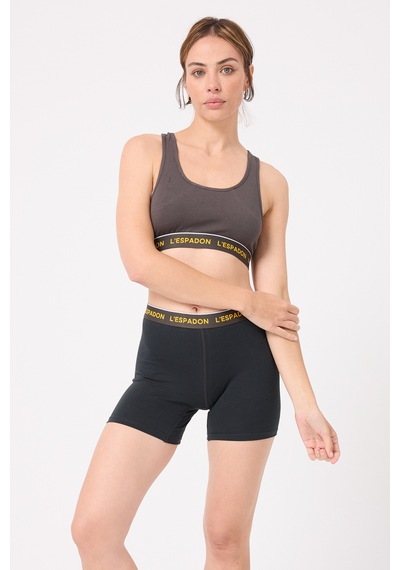 Athleshorts Yüksek Bel Kadın Uzun Boxer Şort-3268 Siyah