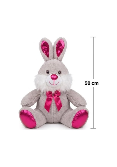 Gri Peluş Tavşan 50 Cm Sevimli Ve Konforlu Uyku Yastığı Ve Sarılma Arkadaşı Dekoratif Oyuncak Pembe