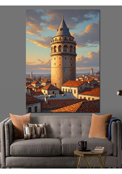 Ahşap Tablo Galata Kulesi Ve İstanbul Şehri