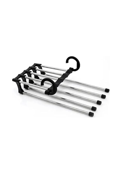Orret Home 2 Katlı Katlanabilir 5'li Pantolon Askısı,pantolon,kravat,etek İçin Organizer Askı Siyah 50cm