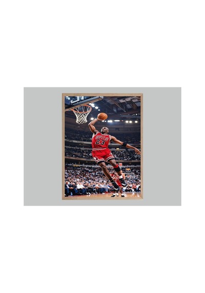 Poster Michael Jordan Ahşap Çerçeveli Basketbol Tablo Çok Renkli - 869074497 Çok Renkli