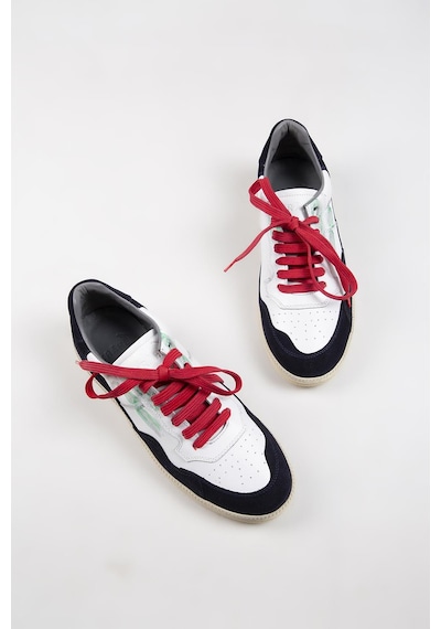 Krahe Artemis Erkek Hakiki Deri Eskitme El Boyamalı Bağcık Ve Iki Yedek Bağcıklı Beyaz-Laci Sneakers 001