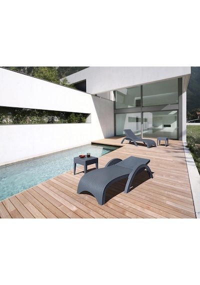 Omnipazar Trk-860 Siesta Fiji Rattan Desenli Ayarlanabilir Lüks Şezlong Koyu Gri 2'li Set Koyu Gri